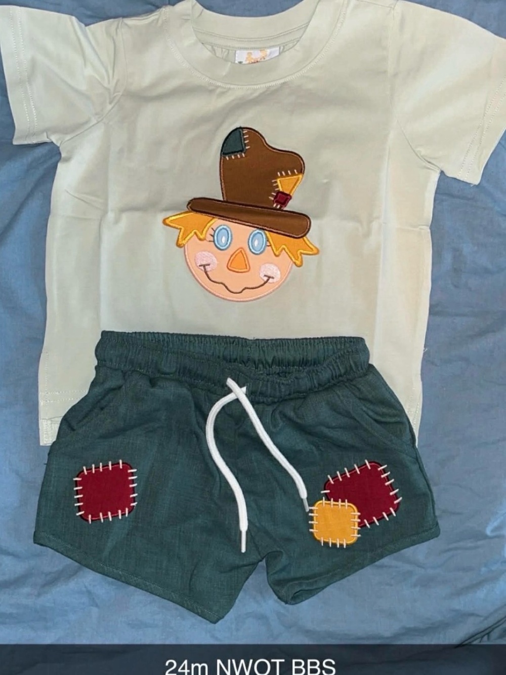 Toddler Green Patch Shorts Matching Set - Green